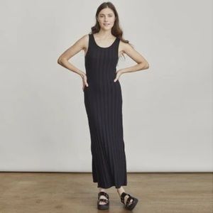 Elizabeth & James Ribbed Maxi Sweater Dress BLACK NEW LARGE